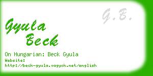 gyula beck business card